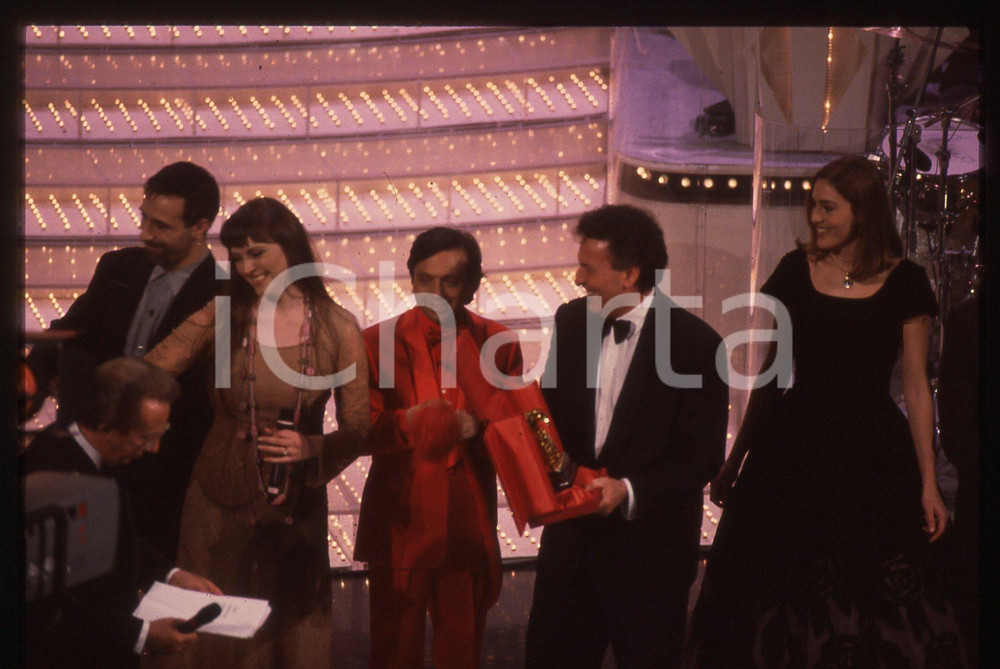 35mm vintage slide* 1997 FESTIVAL SANREMO Piero CHIAMBRETTI e Mike BONGIORNO 11