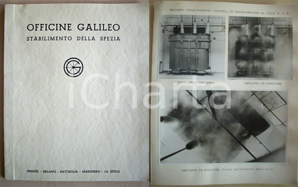 Materiale pubblicitario d’epoca 1950 LA SPEZIA Officine GALILEO Impianti OGIDRO incendi 1