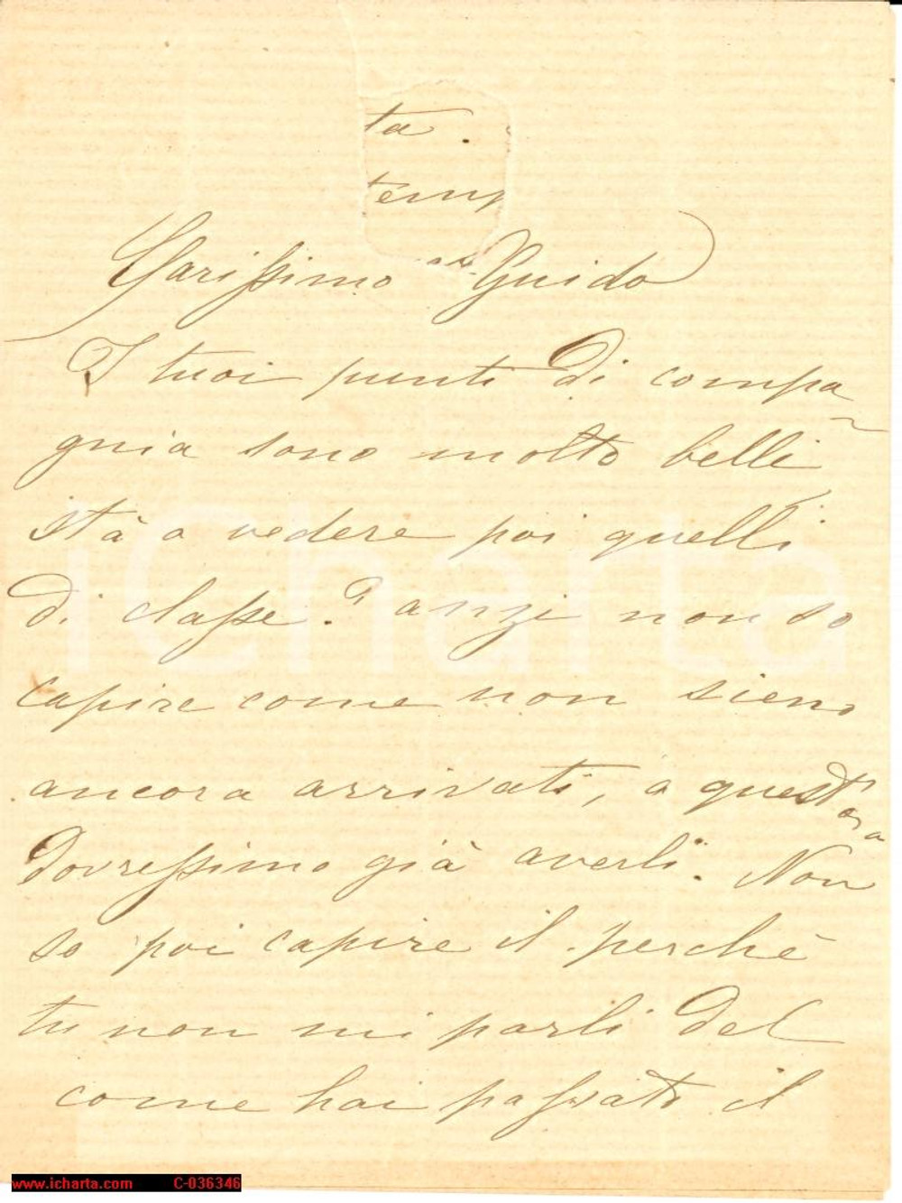 Autografo originale 1880 ca TORINO Contessa BIANDRA' DI REAGLIE minaccia di venire a Milano 1