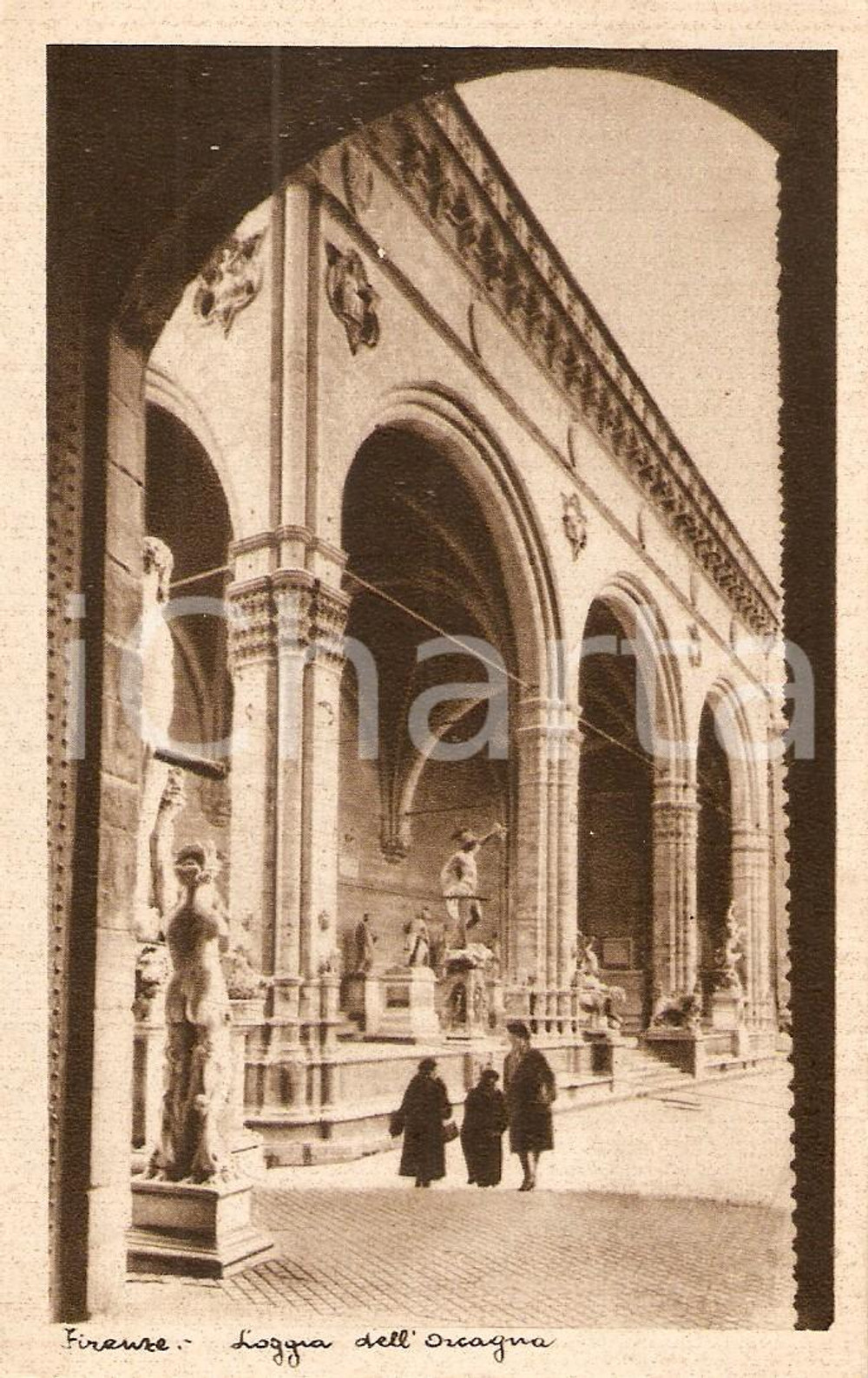 Cartolina originale da collezione 1920 ca FIRENZE Loggia della Signoria o dell' Orcagna ANIMATA *Cartolina FP NV 1