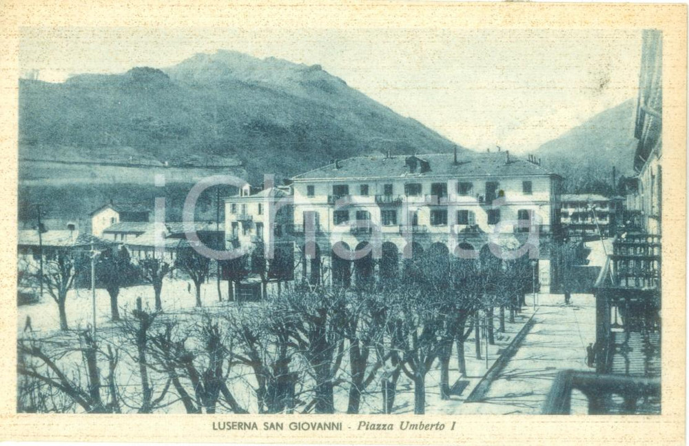 Cartolina originale da collezione 1943 LUSERNA SAN GIOVANNI TO Piazza Umberto I Cartolina FP NV 1