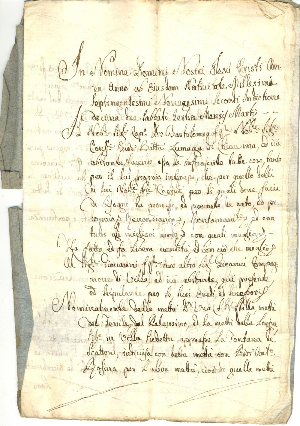 Documento originale, autentico 1792 CHIAVENNA (SO) Nobile Bartolomeo LUMAGA vende parte di dimora rurale 1