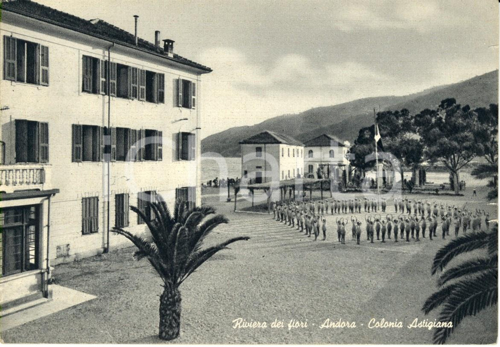 Cartolina originale da collezione 1950 ca ANDORA SV RIVIERA DEI FIORI Bambini alla colonia astigiana FG VG 1
