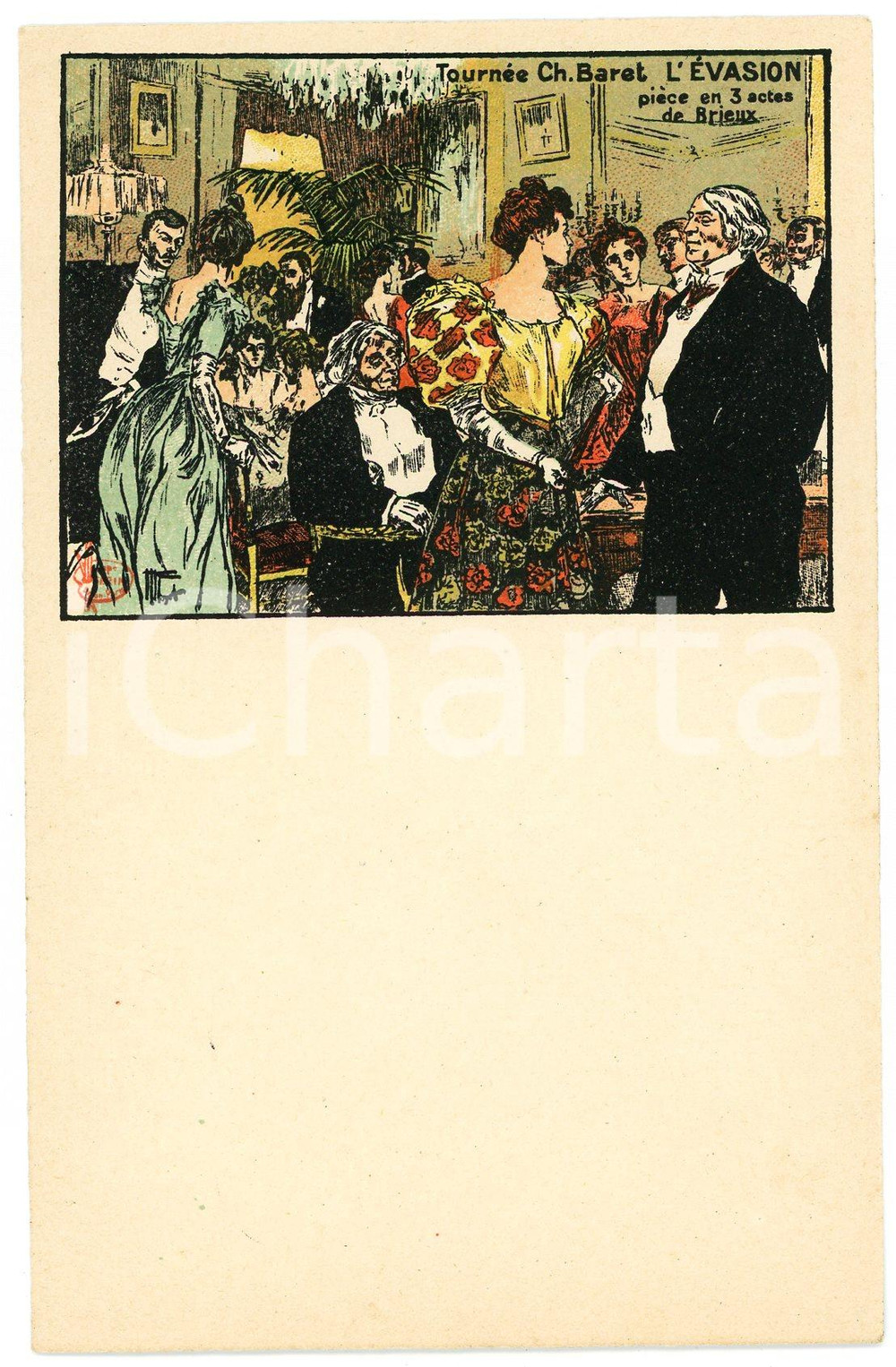 1905 ca FRANCE THEATRE Tournée Charles BARET "L'Evasion" - Carte postale  Cartolina postale d'epoca, non viaggiata.CONDIZIONI: G FORMATO: FP    originale e autentica 1