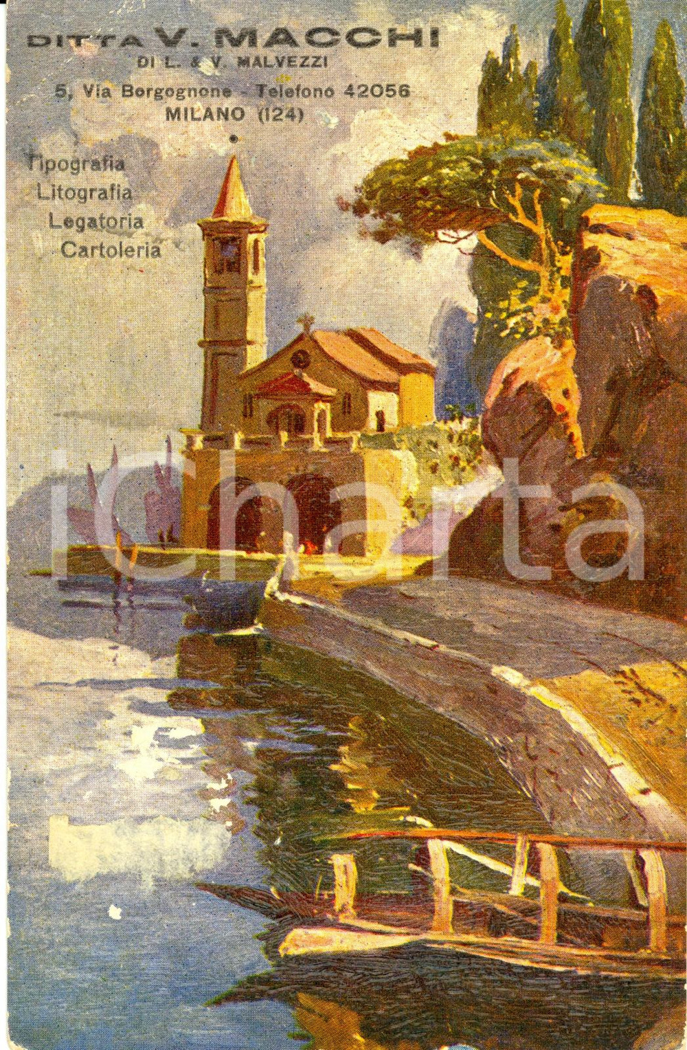 Cartolina originale da collezione 1931 MILANO Ditta V. MACCHI di L. & V. MALVEZZI Cartolina pubblicitaria FP VG 1