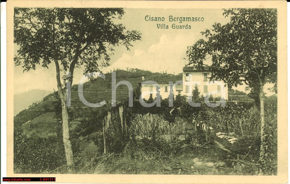 Cartolina originale da collezione 1922 CISANO BERGAMASCO BG Veduta VILLA GUARDA FP VG 1