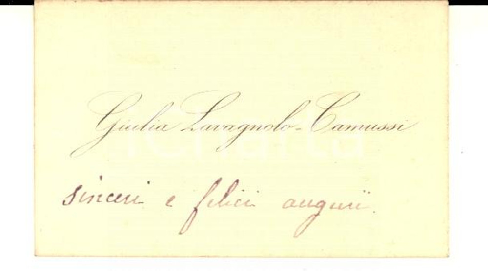 1915 ca Biglietto da visita Giulia LAVAGNOLO-CAMUSSI - Autografo