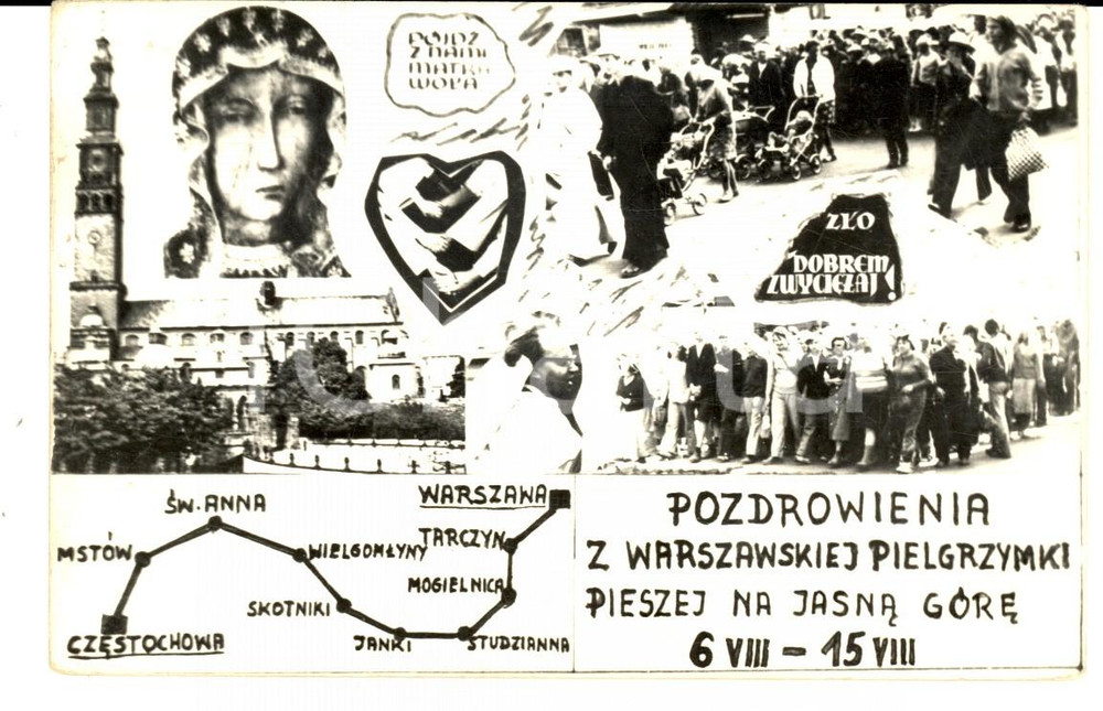 Cartolina originale da collezione 1976 JASNA GORA Madonna di CzÄ™stochowa  Cartolina pellegrinaggio 1