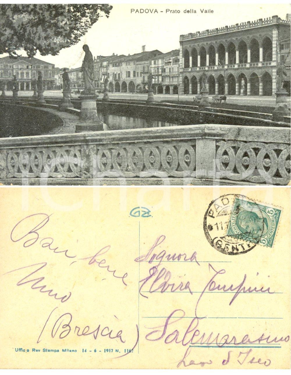 Autografo originale 1920 ca PADOVA Prato della valle Cartolina Nino TEMPINI autografa FP VG 1