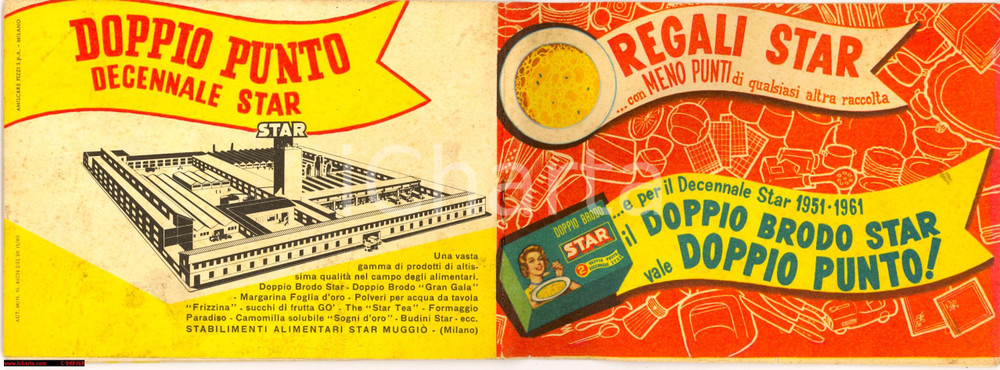 Materiale pubblicitario d’epoca 1961 MILANO Catalogo brodo STAR decennale Illustrato 1