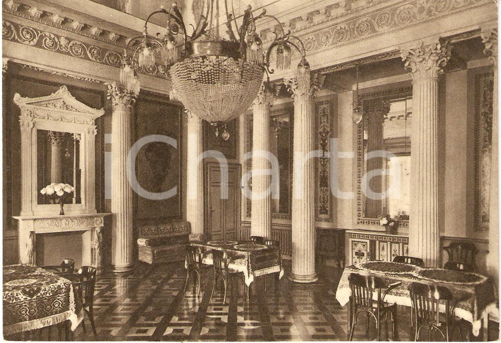 Cartolina originale da collezione 1936 MONCALIERI TO VILLE RODDOLO Salone di VILLA MARIA FG NV 1