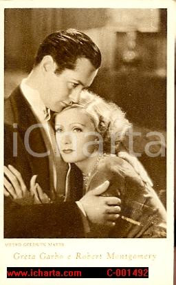 Cartolina originale da collezione 1940 GRETA GARBO e ROBERT MONTGOMERY Cartolina METRO GOLDWYN MAYER FP NV 1
