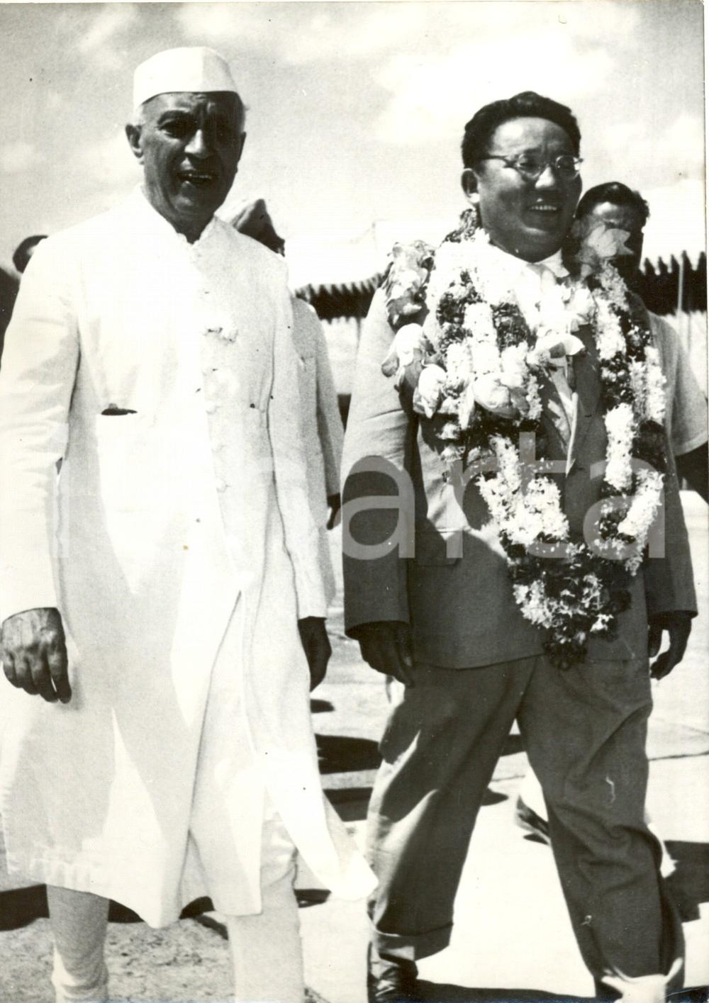 Fotografia d epoca originale 1959 NEW DELHI  Yumjagin TSEDENBAL visiting India with Shri NEHRU Photo 1