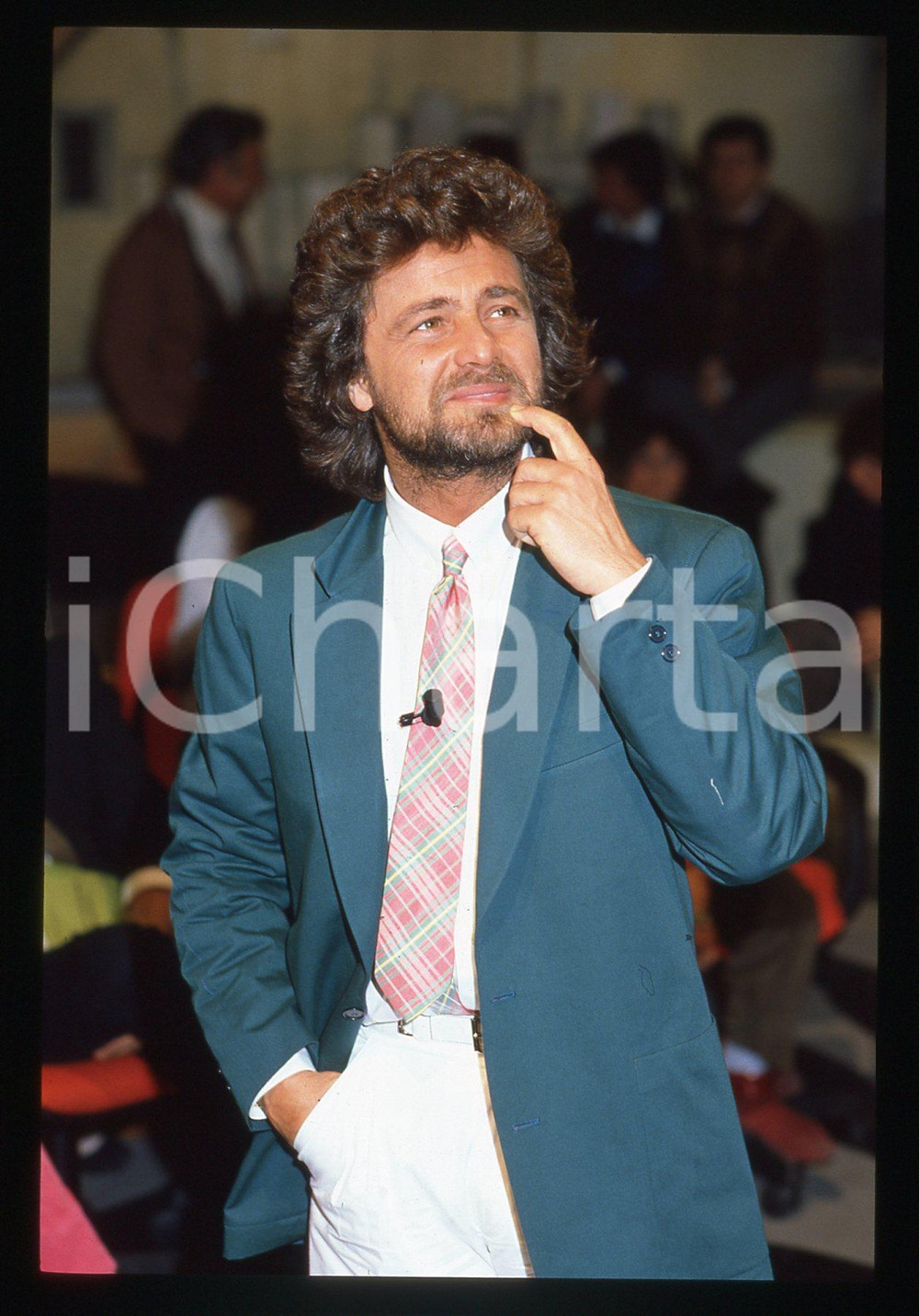 35mm vintage slide* 1984 "Te lo do io il Brasile" Beppe GRILLO backstage (1)