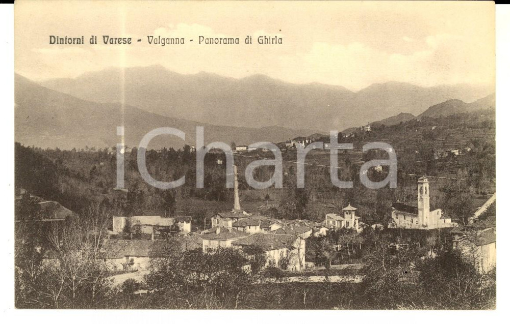 Cartolina originale da collezione 1920 ca GHIRLA VA Veduta panoramica del paese Cartolina postale FP NV 1