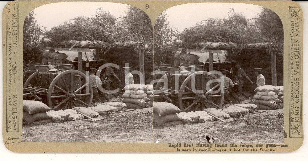 Fotografia d epoca originale 1918 WW1 THE GREAT WAR Soldiers and a rapid fire Stereoscopic photo nÂ° 8 1
