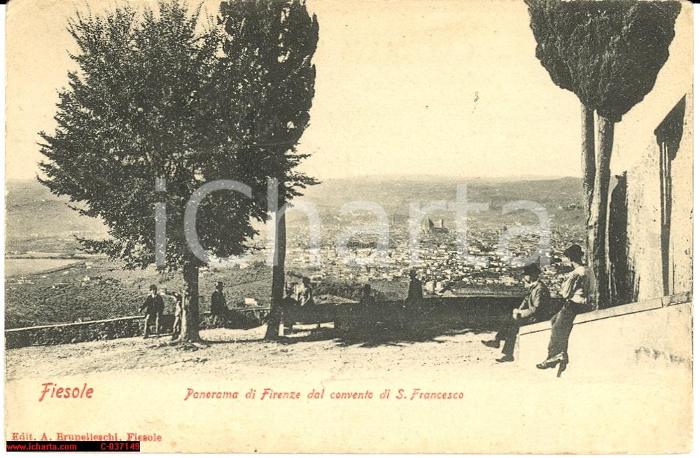 Cartolina originale da collezione Fiesole anni '20 - Convento S. Francesco *Animata 1