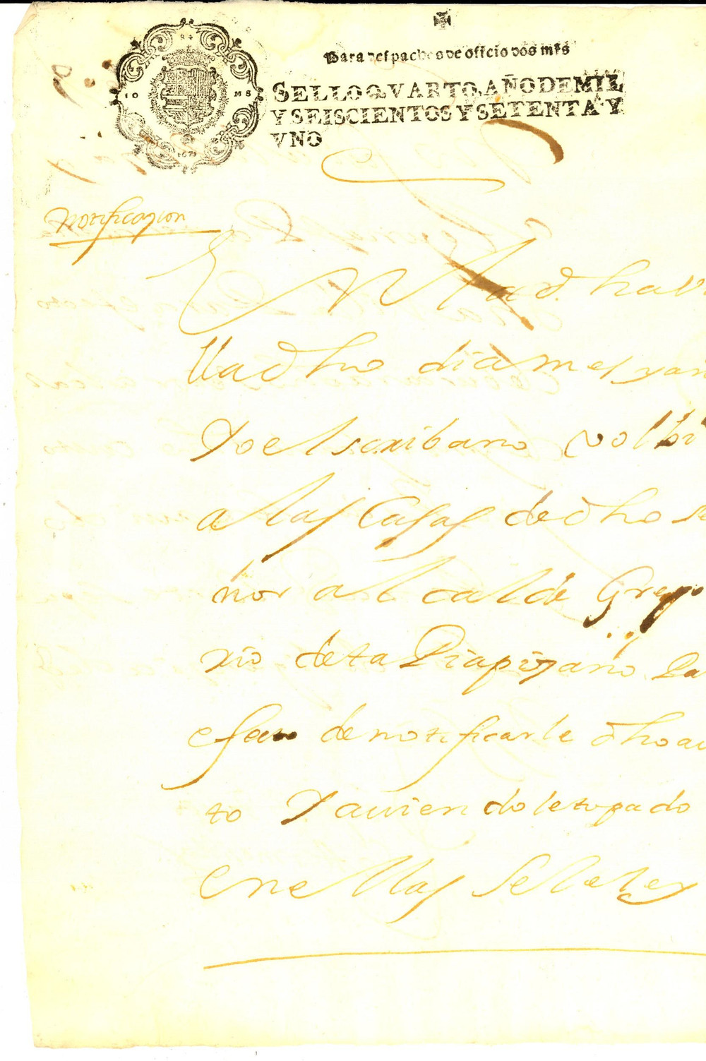 Documento originale, autentico 1671 CUENCA ESPANA Diego HIDALGO DE HERMOSILLA tenta la notifica di un atto 1
