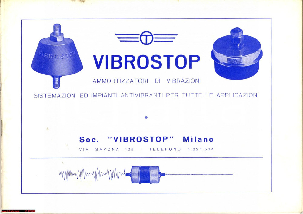 Materiale pubblicitario d’epoca 1967 MILANO  Via Savona 125 VIBROSTOP ammortizzatori catalogo e listino 1