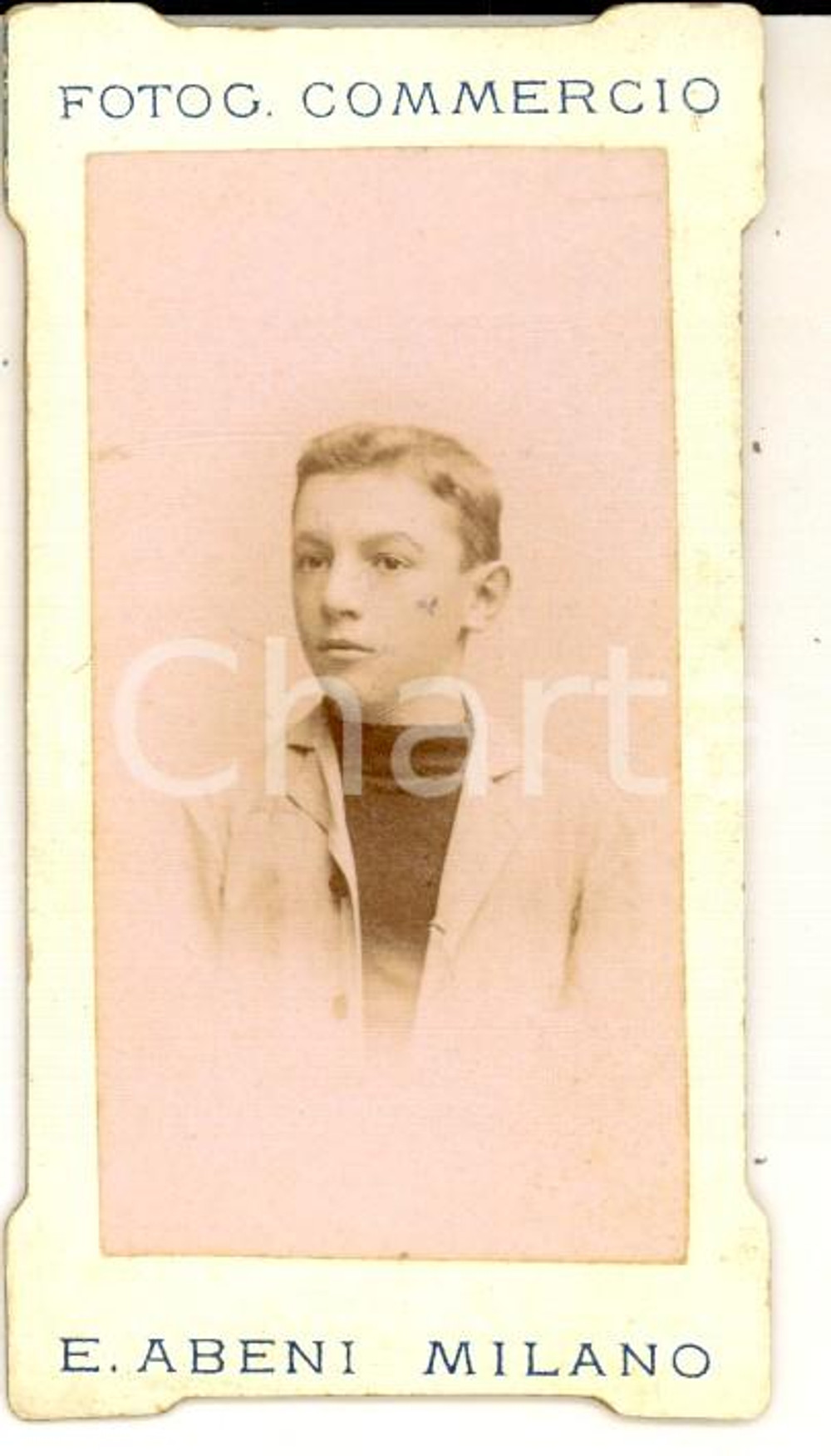 Fotografia d epoca originale 1890 ca MILANO Ritratto di un bambino Fotografia Enrico ABENI 5x8 cm 1