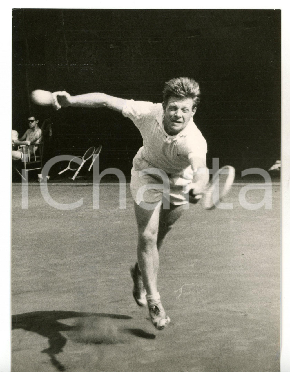 1958 MILANO - COPPA DAVIS Tennista Billy KNIGHT si allena per la finale *Foto