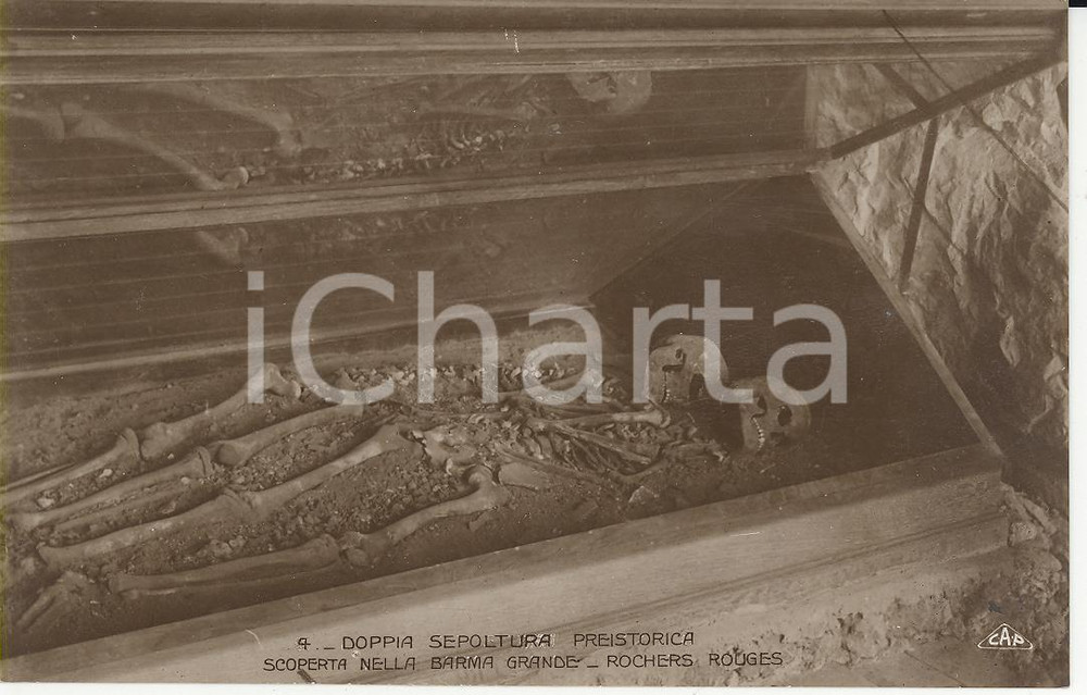 Cartolina originale da collezione 1930 GRIMALDI  BALZI ROSSI Sepoltura preistorica nella BARMA GRANDE Cartolina 1