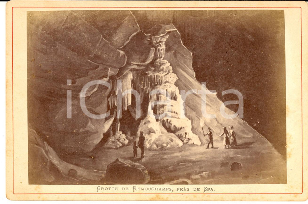 Fotografia d epoca originale 1880 ca REMOUCHAMPS B Visitatori nelle grotte Foto illustrazione 11 x 16 cm 1