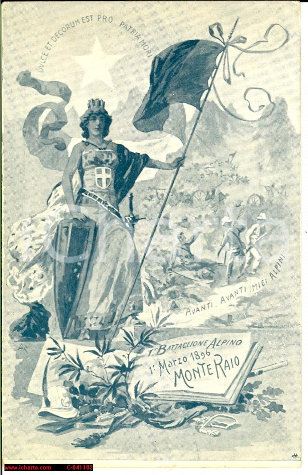 Cartolina originale da collezione 1910 ca 6Â° Reggimento ALPINI Battaglia ADUA 1896 FP NV 1