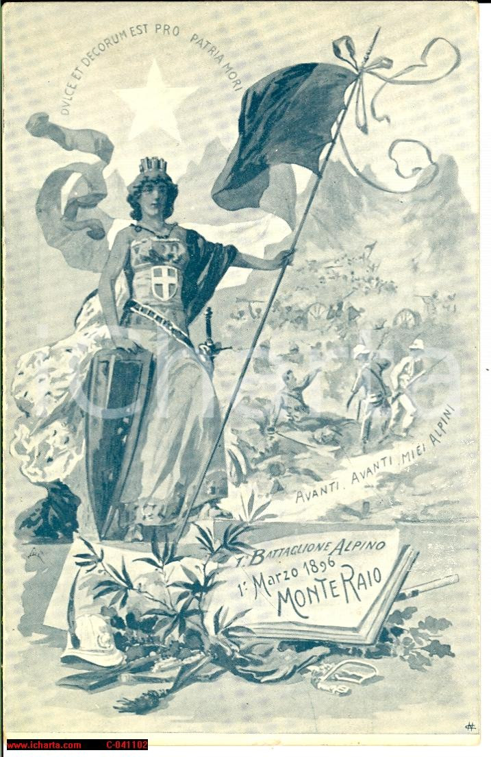 Cartolina originale da collezione 1910 ca 6° Reggimento ALPINI Battaglia ADUA 1896 Cartolina 1