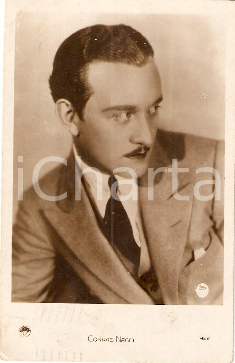 Cartolina originale da collezione 1930 CINEMA Actor Conrad NAGEL Portrait *Cartolina 1