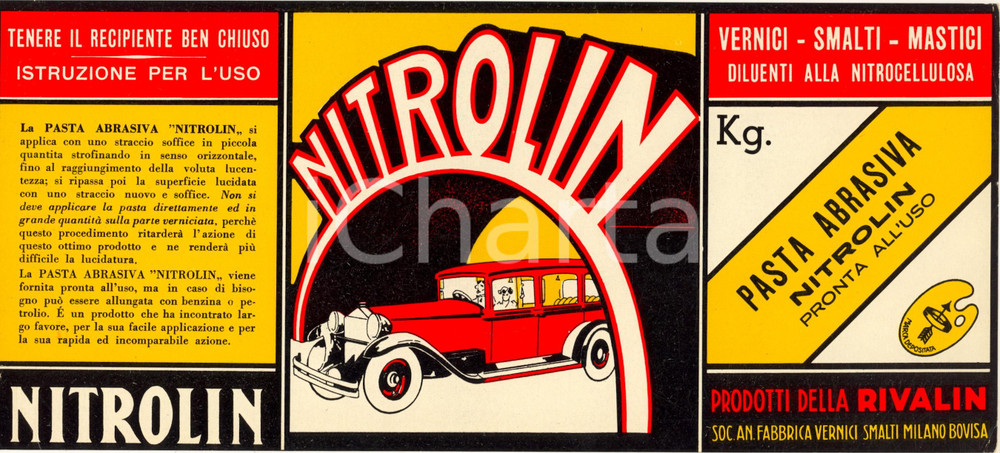 Materiale pubblicitario d’epoca 1950 ca MILANO BOVISA Soc. An. Fabbrica Vernici  Pasta NITROLIN Volantino 6 1
