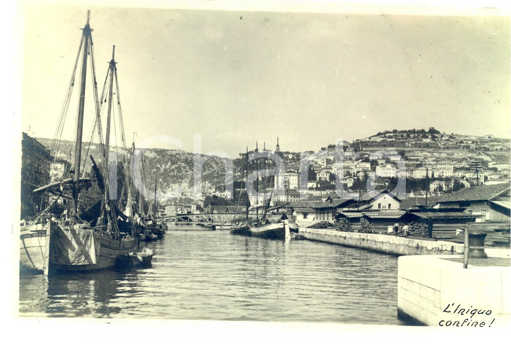 Fotografia d epoca originale 1923 FIUME ISTRIA Veduta con l  iniquo confine italiano Foto 17x12 cm 1