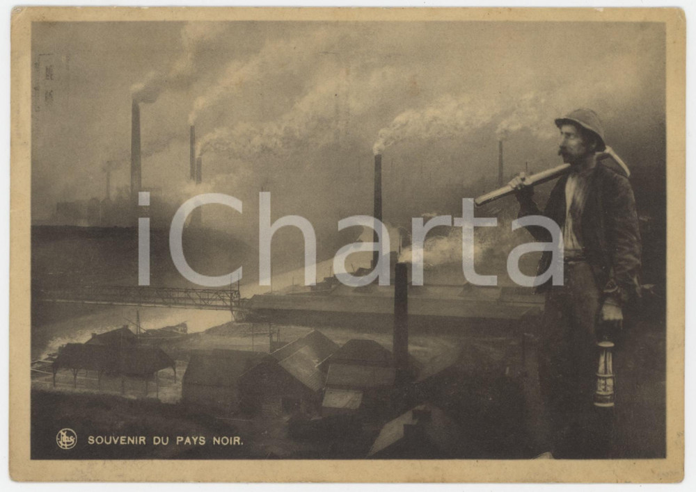 1945 ca BELGIQUE - MINES - Souvenir du Pays Noir - Carte postale  Cartolina postale d'epoca, viaggiata. FAIR/discreto piegatura angolare Formato: 15x10 cm originale e autentica 1