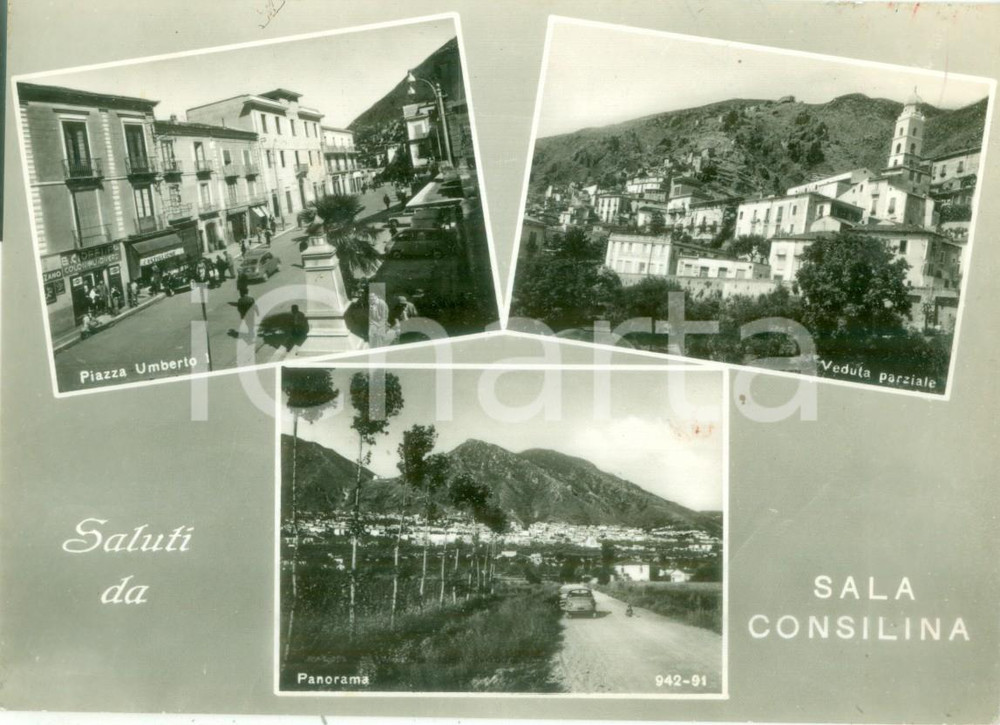 Cartolina originale da collezione 1969 SALA CONSILINA SA Vedutine Piazza UMBERTO I Panorama Cartolina FG VG 1