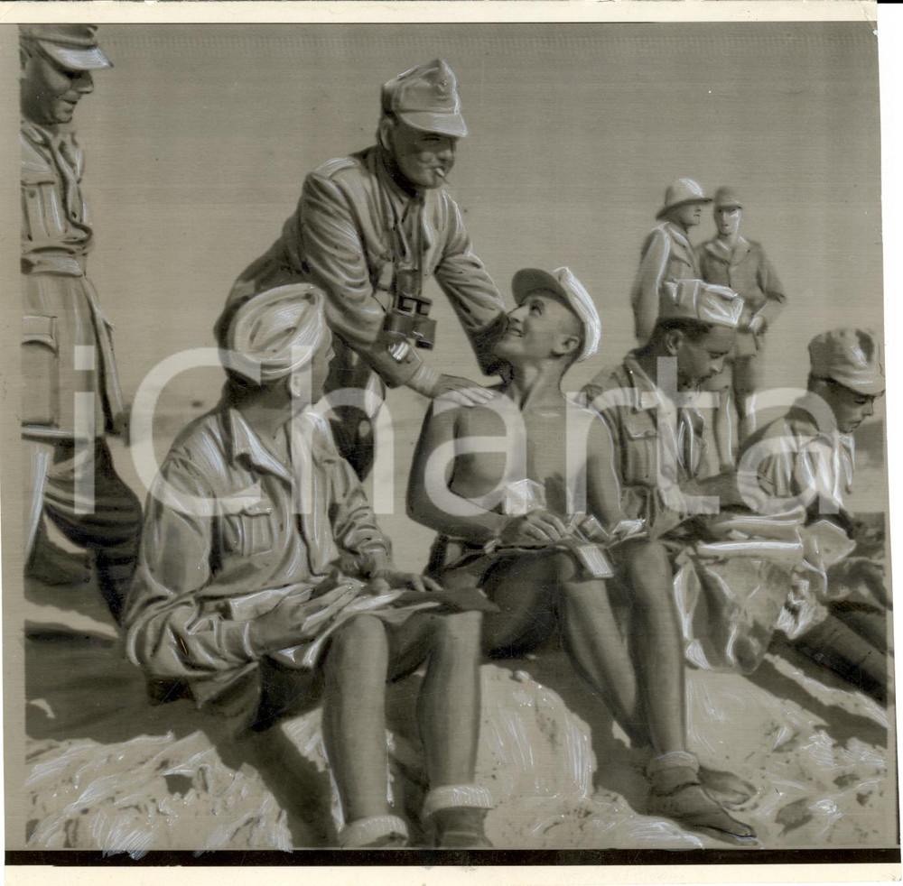 Fotografia d epoca originale 1942 EGITTO WW2 Pacchi dono per i soldati dell ASSE al fronte FOTO 1