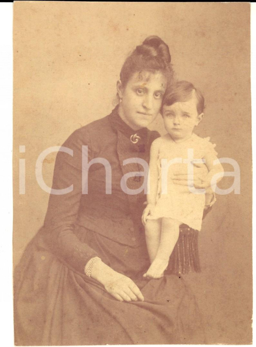 Fotografia d epoca originale 1910 ca TORINO Ritratto di Ottavia GALIMBERTI CASSINIS con la figlia Luisa Foto 1