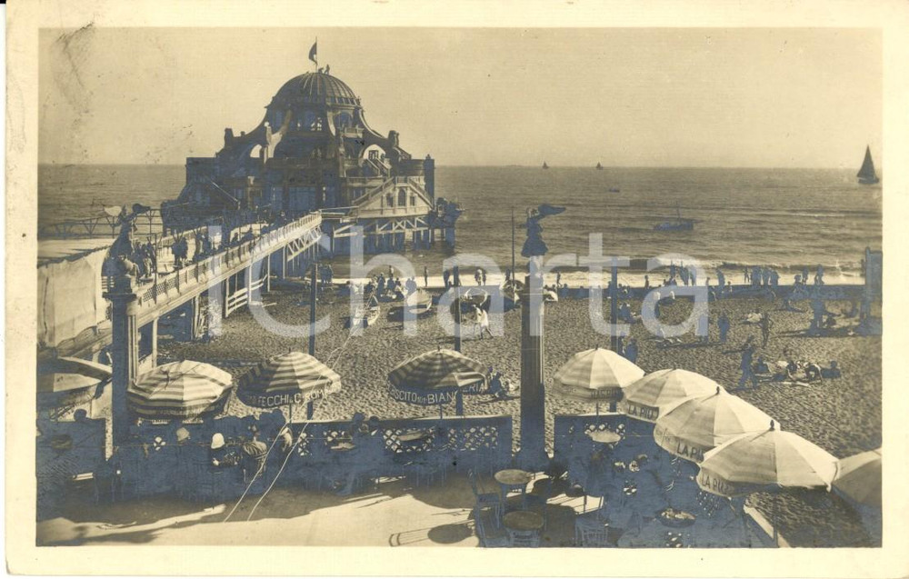 Cartolina originale da collezione 1930 MARINA DI OSTIA (ROMA) Stabilimento balneare ROMA - La Rotonda *Cartolina 1
