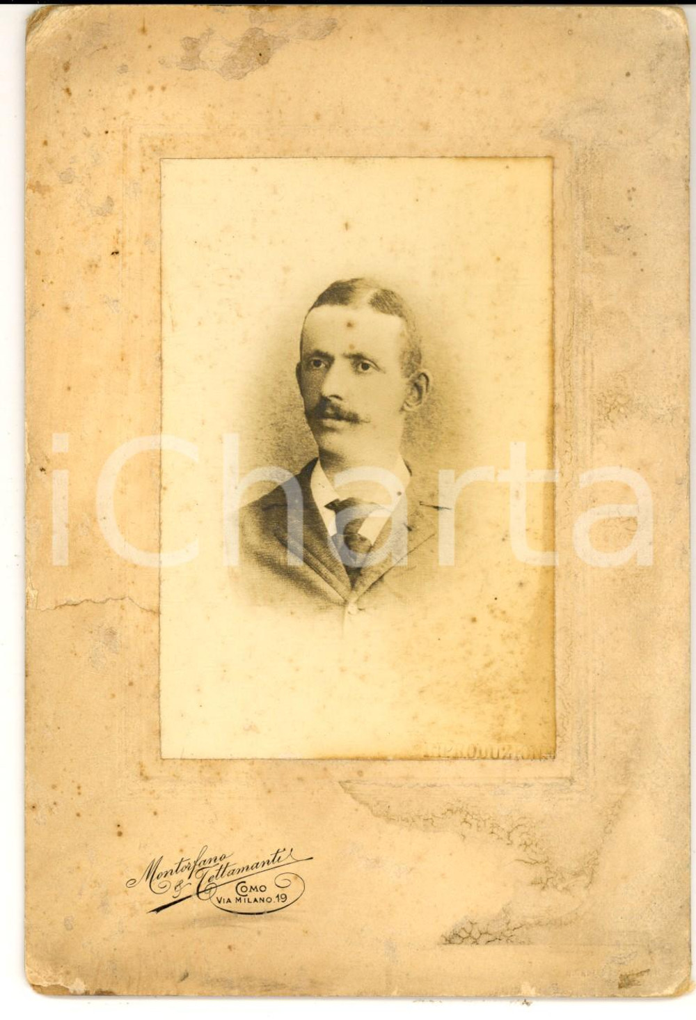 Fotografia d epoca originale 1890 ca COMO Ritratto maschile Fotografia MONTORFANO & TETTAMANTI 1