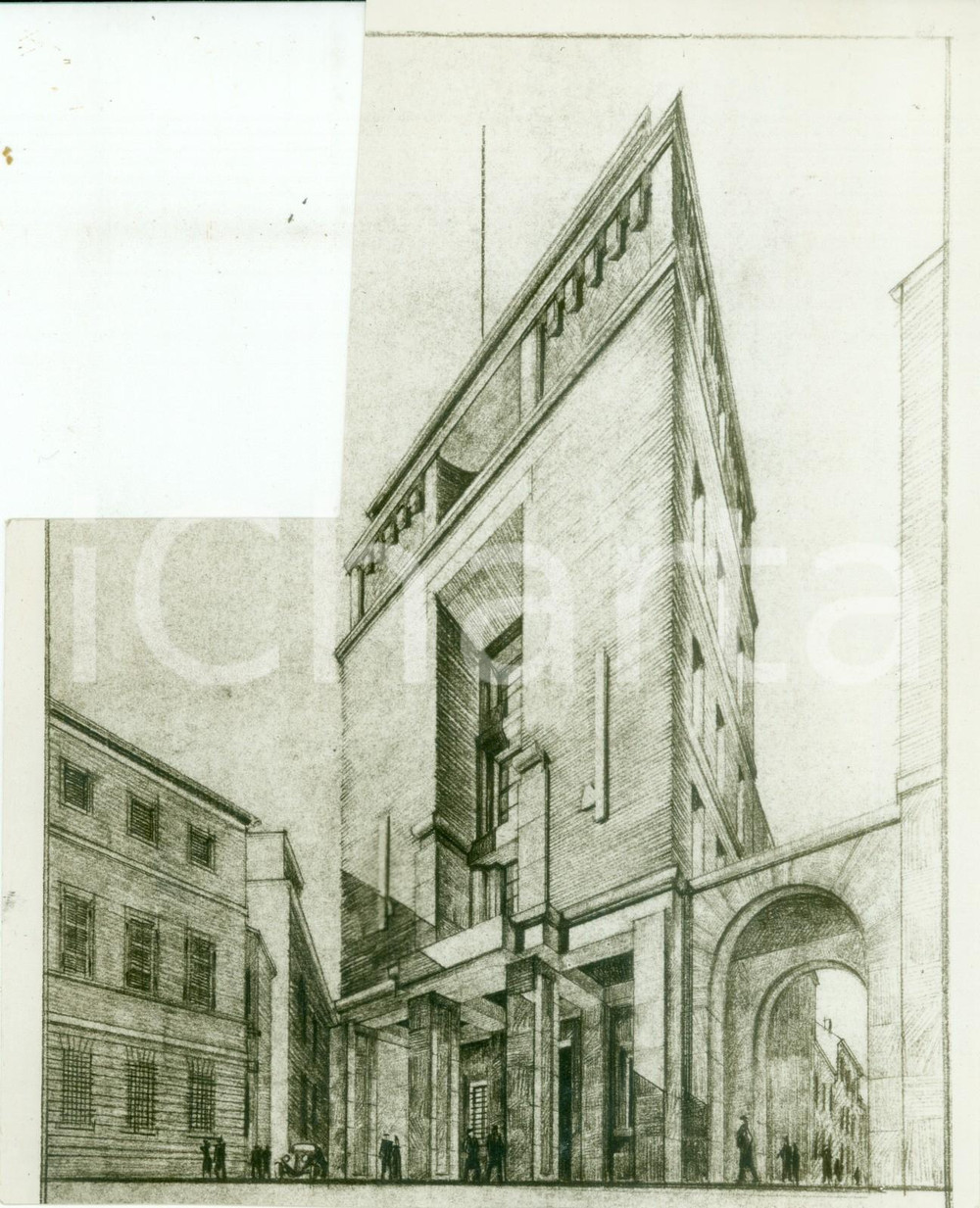 Fotografia d epoca originale 1935 RAVENNA Architettura fascista Ing. DELORENZI Fratelli MAZZESI Foto bozzetto 1