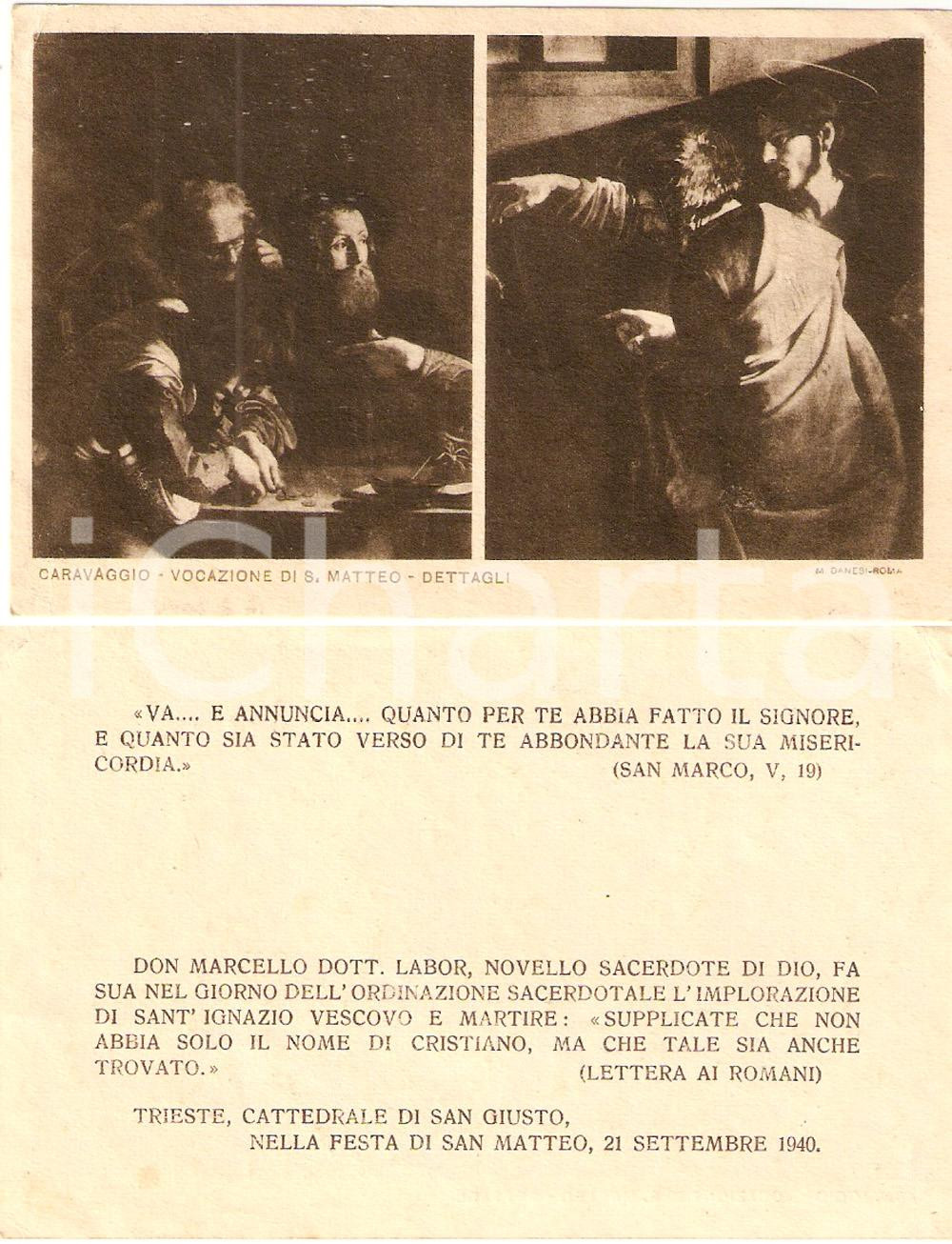 Oggetto da collezione cartaceo 1940 TRIESTE Cattedrale SAN GIUSTO Don Marcello LABOR Ordinazione sacerdotale 1