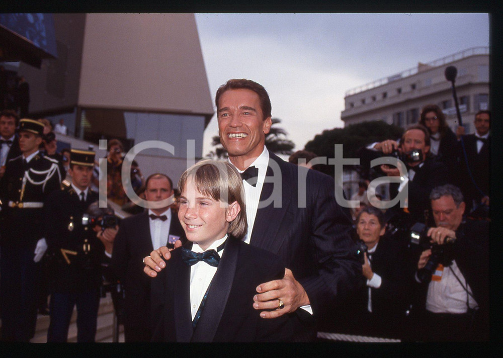 35mm vintage slide* 1993 FESTIVAL CANNES Arnold SCHWARZENEGGER Austin O'BRIEN 10