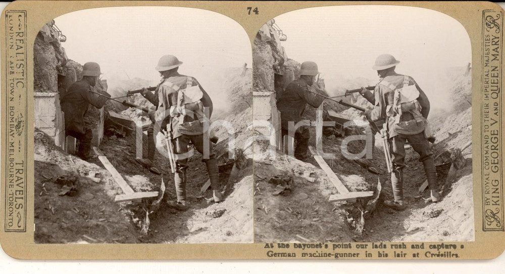 Fotografia d epoca originale 1918 WW1 THE GREAT WAR CROISILLES A German machinegunner captured Photo nÂ°74 1