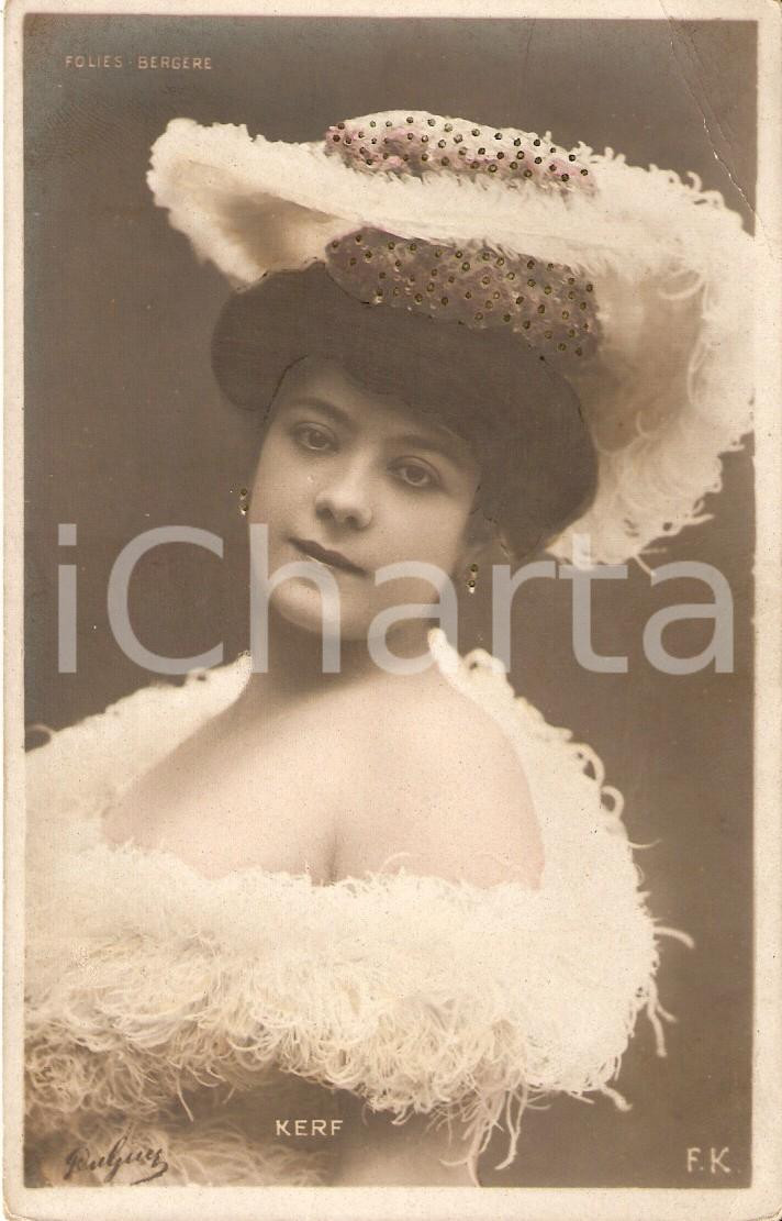 Cartolina originale da collezione 1910 ca CINEMA Actress Christine KERF Portrait with hat *Cartolina FP NV 1