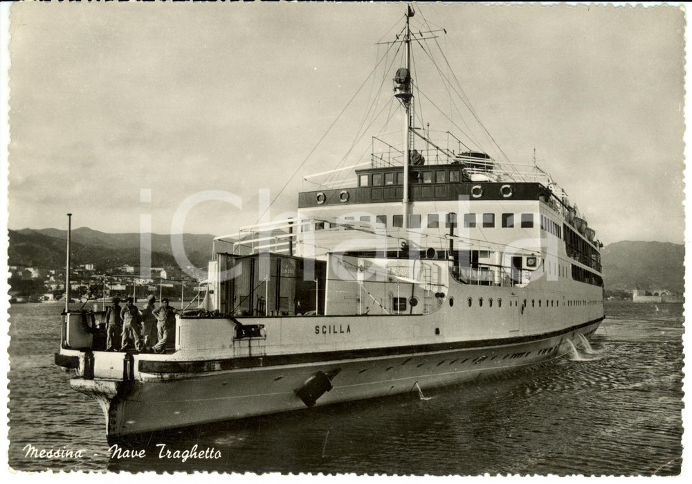Cartolina originale da collezione 1954 MESSINA Nave traghetto SCILLA Cartolina postale FG VG 1