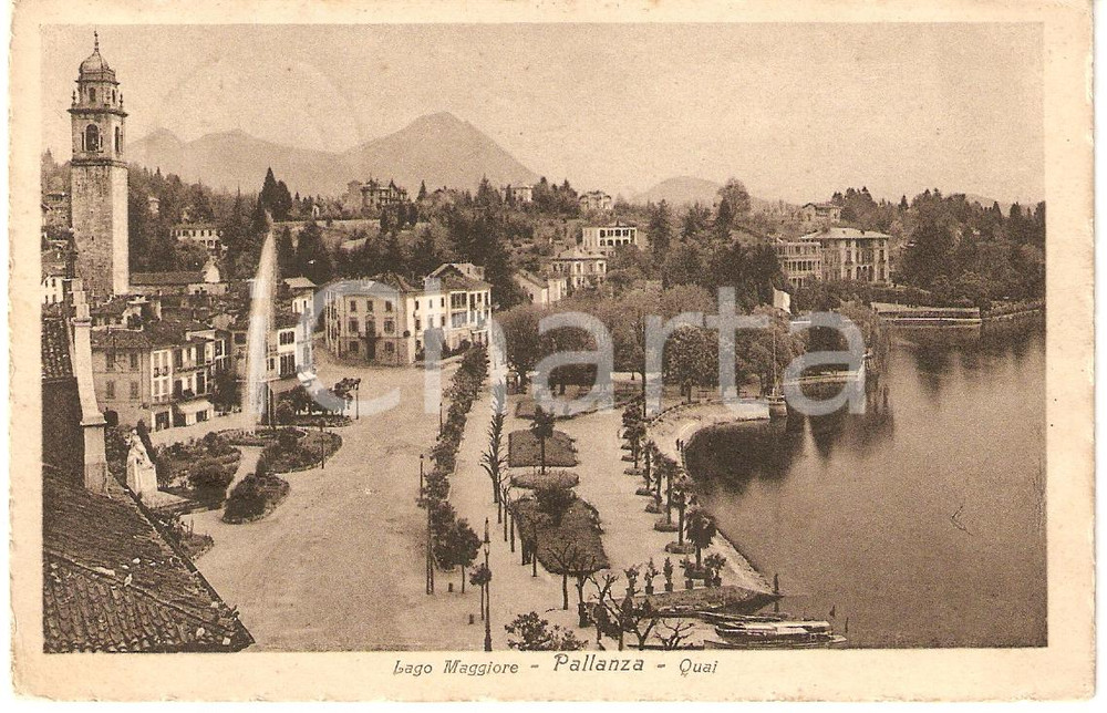 Cartolina originale da collezione 1926 Lago Maggiore VERBANIA Panorama PALLANZA Fontana Cartolina FP VG 1