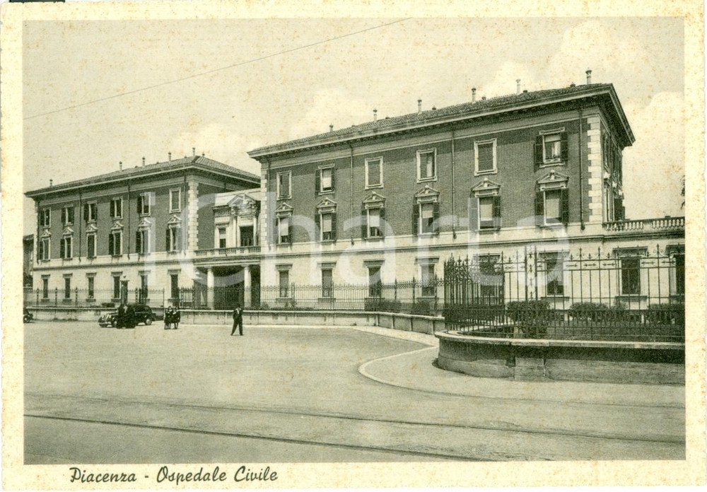 Cartolina originale da collezione 1940 ca PIACENZA L'ospedale civile Cartolina ANIMATA FG NV 1