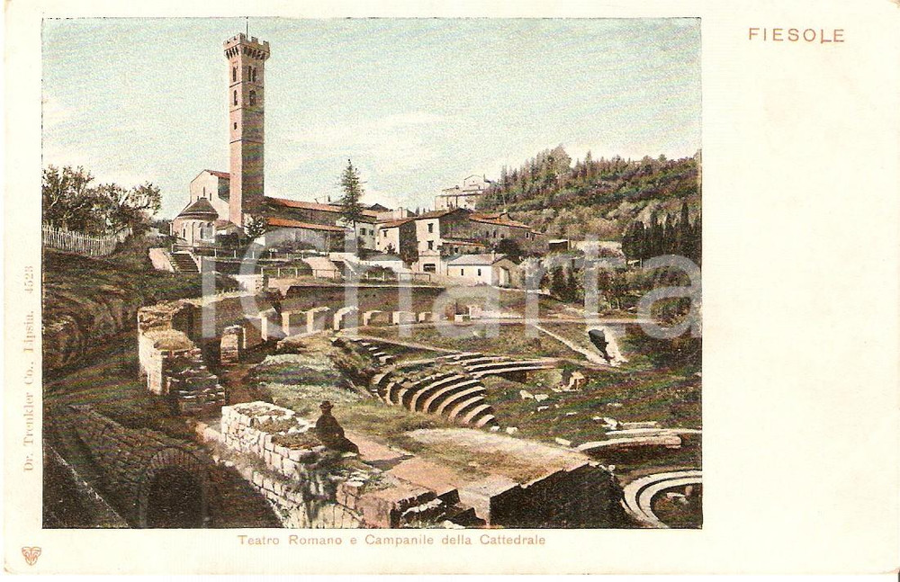 Cartolina originale da collezione 1935 ca FIESOLE FI Teatro romano e campanile della Cattedrale Cartolina FP NV 1