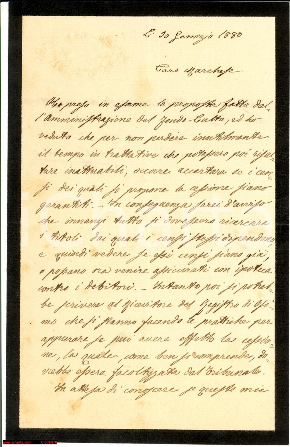 Documento originale, autentico 1880 MACERATA Consigli su censo avv. Alfonso LAZZARINI 1