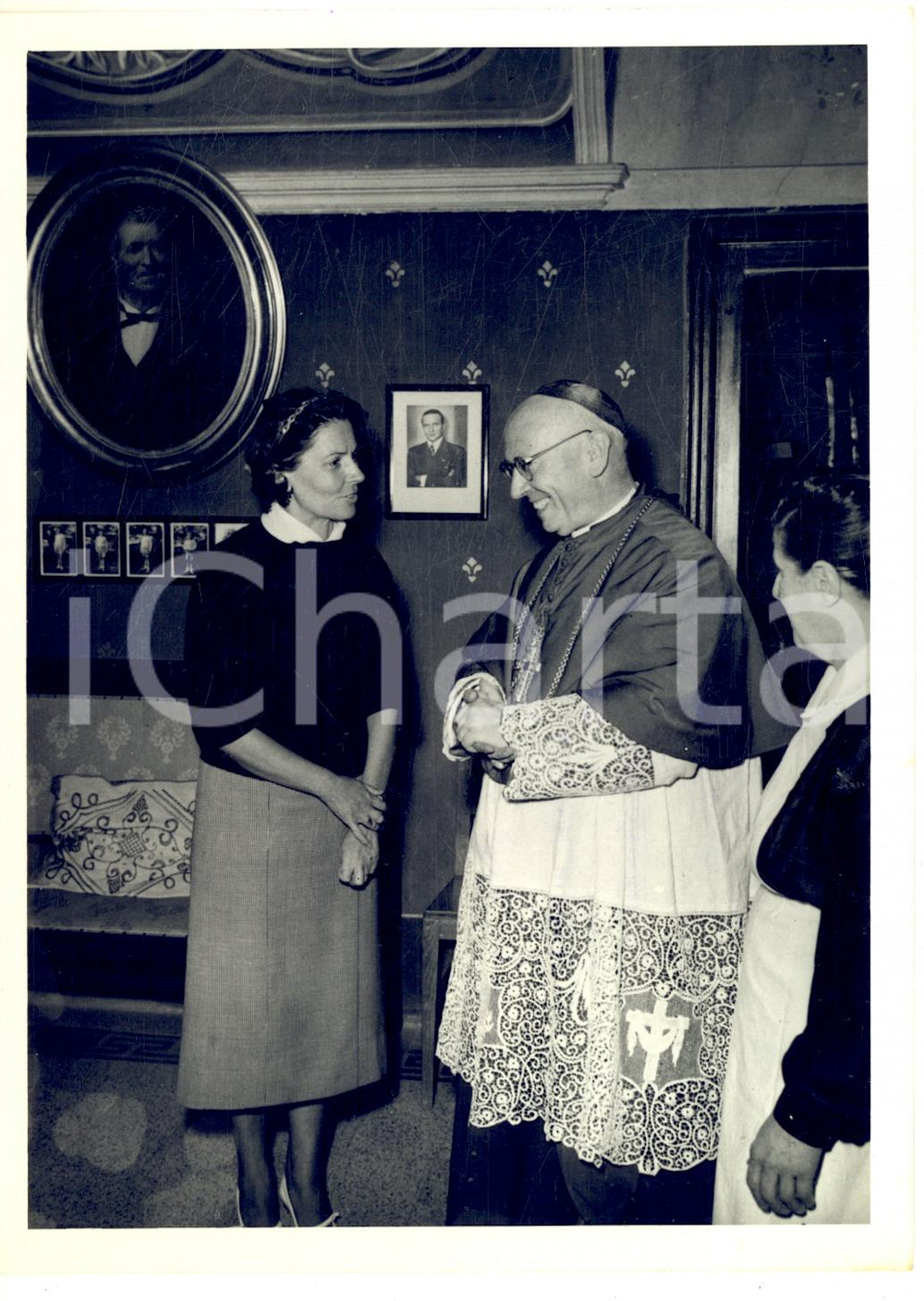 1956 GRAZZANO Mons. Giuseppe ANGRISANI in visita dal gen. Pietro Badoglio - Foto