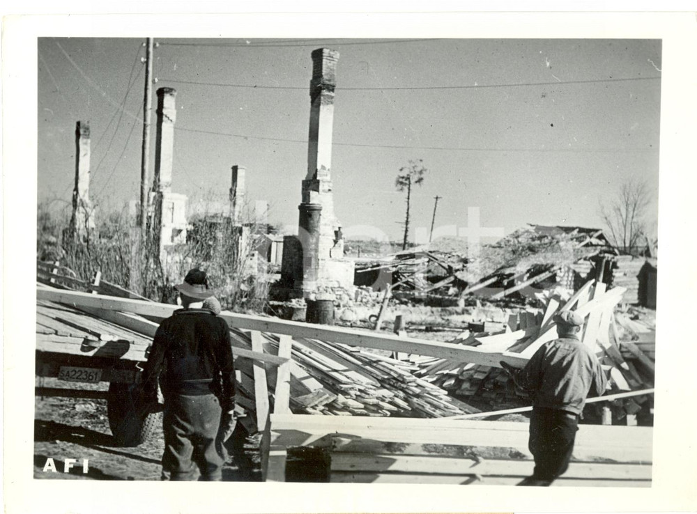 Fotografia d epoca originale 1942 CARELIA WW2 Ricostruzione case distrutte da esercito RUSSIA Fotografia 1